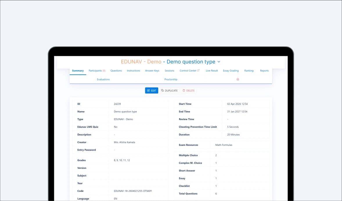 Tampilan aplikasi web Latihan.id untuk ujian online aman melalui browser di laptop atau desktop